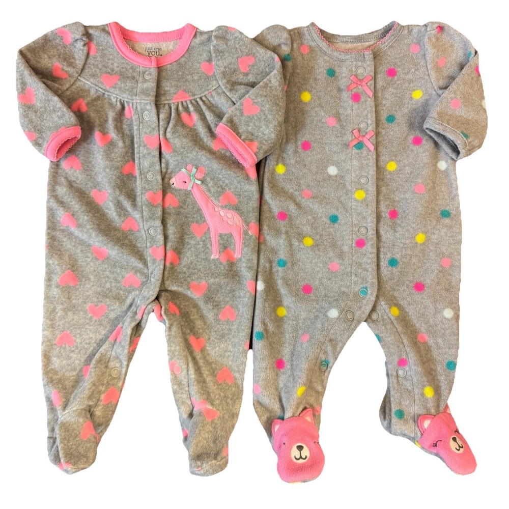 Carters Baby Girl Sleepers Newborn Fleece Outfits Rompers Sleep Play Clothes Lot